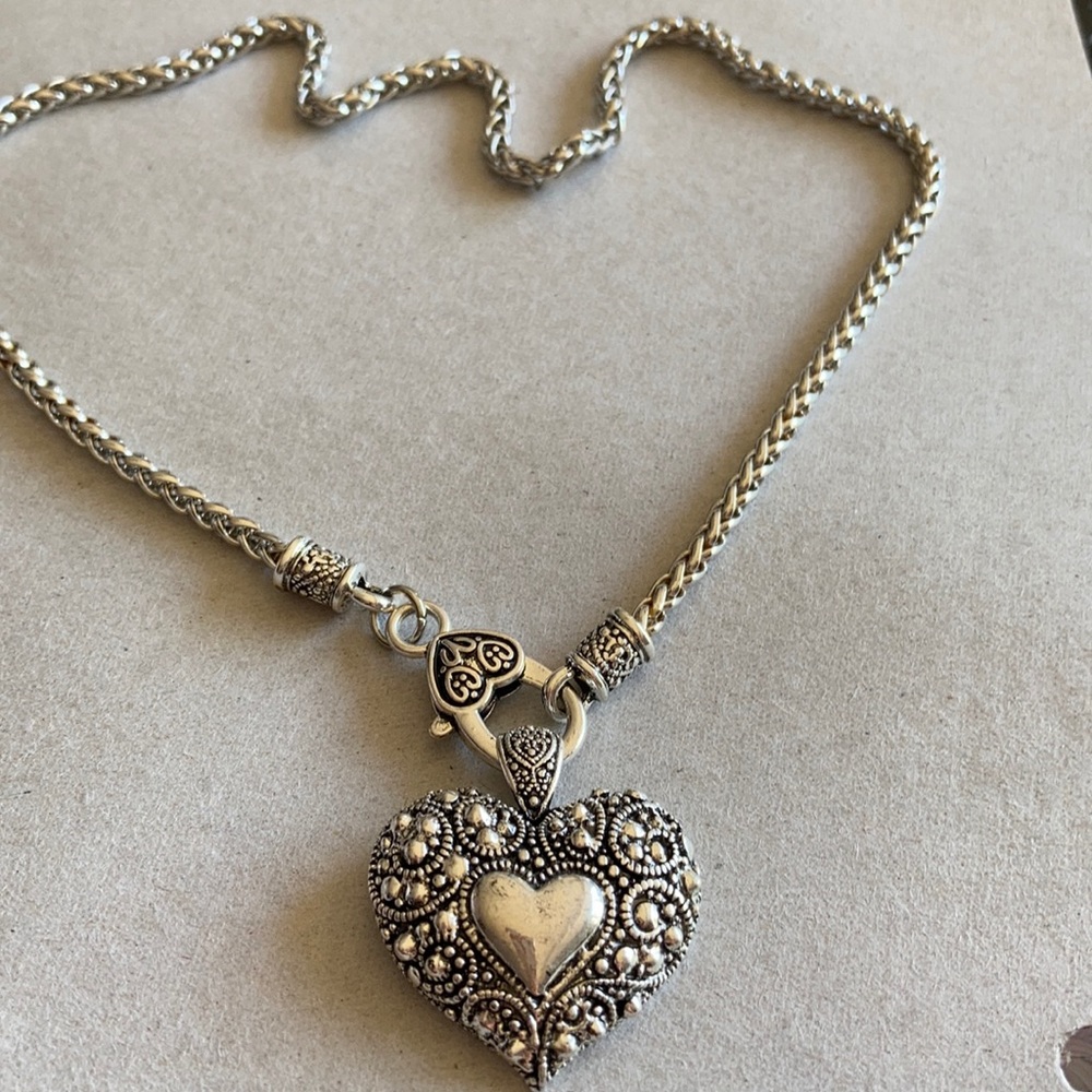 Silver Tone Heart Necklace
